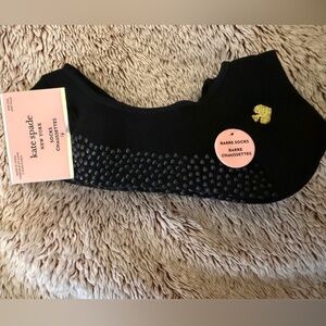 kate spade black low-cut grip socks with gold spade